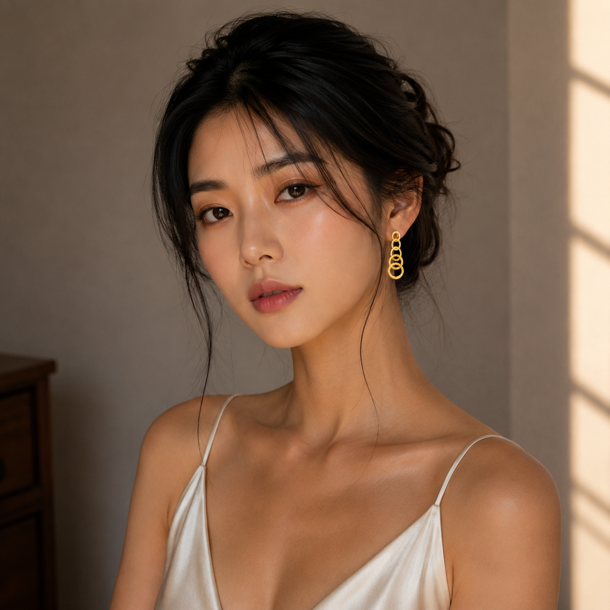 Hammered Gold Plated Round Stud Earring