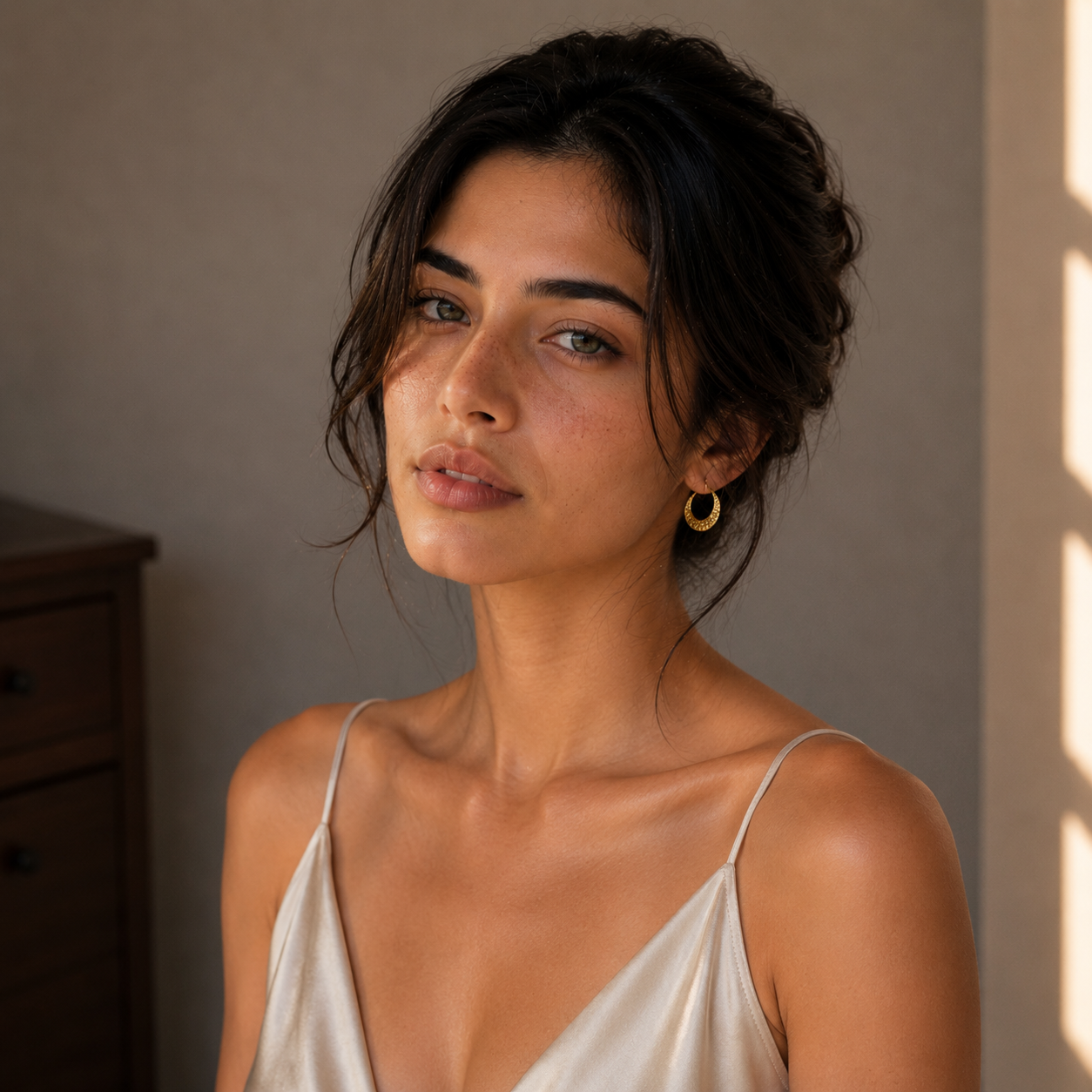 Crescent Moon Hammered Gold Plated Stud Earring