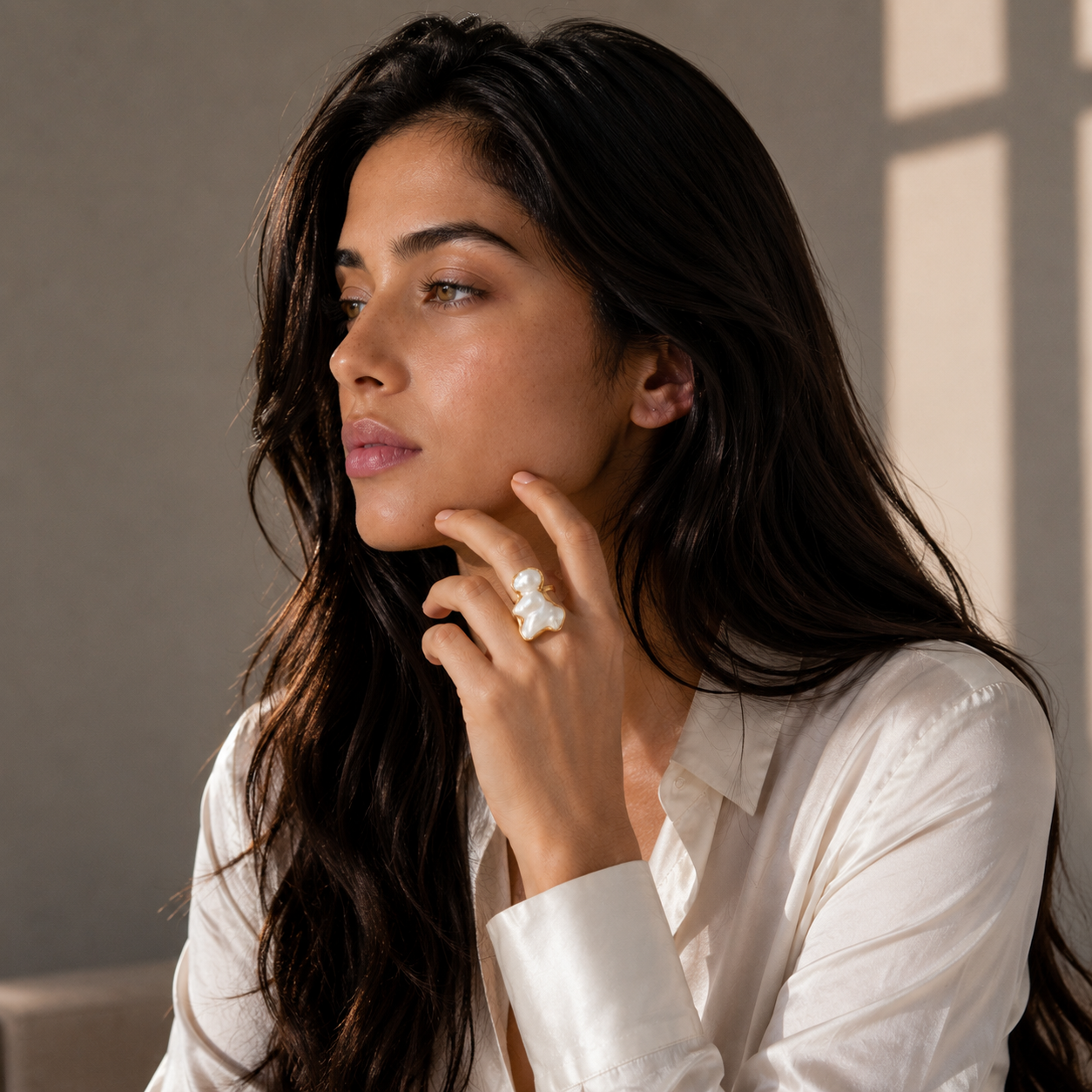 Baroque Pearl Rough Gemstone Ring