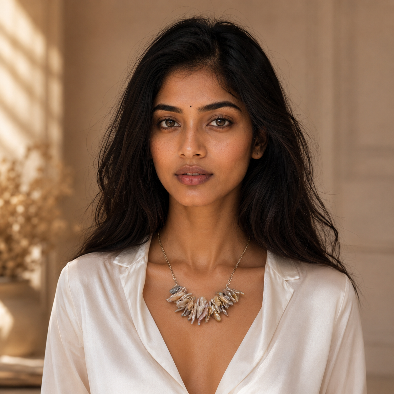 Natural Biwa Pearl Silver Plated Chain Necklace