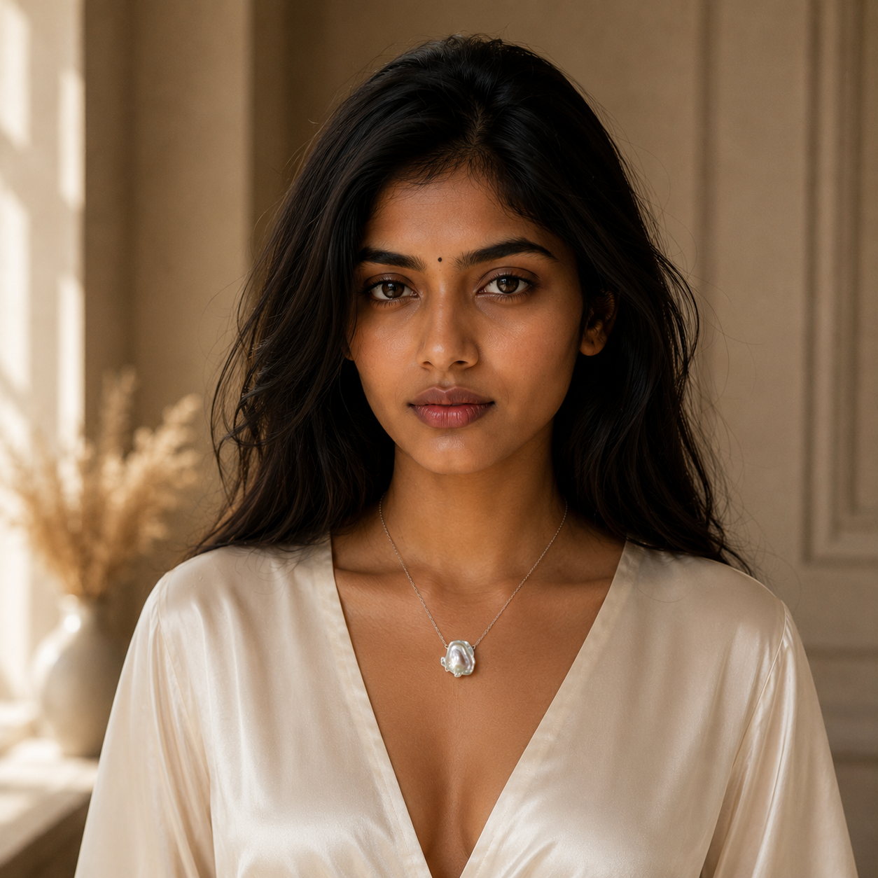 Natural Baroque Pearl Silver Plated Chain Pendant