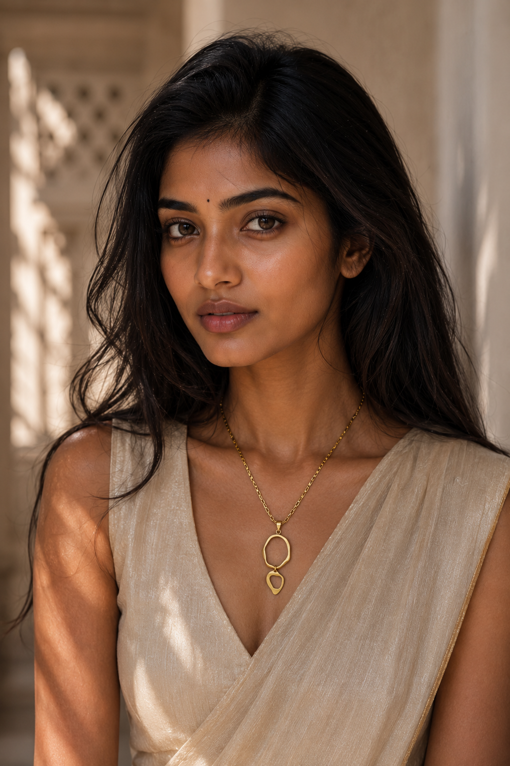 Wavy Dual Loop Flash Gold Plated Brass Pendant