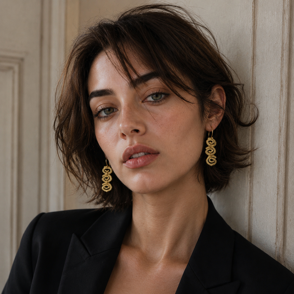 Uneven Swirl "Jalebi" Flash Gold Plated Dangle Earrings