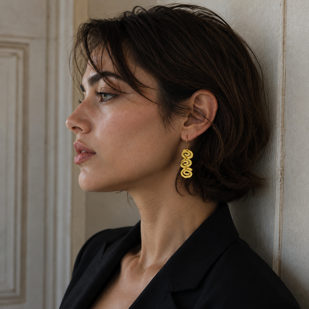 Uneven Swirl "Jalebi" Flash Gold Plated Dangle Earrings