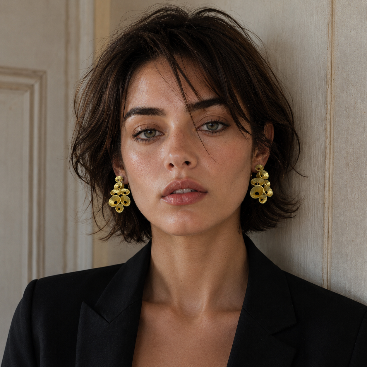 Small Hoop Cluster Flash Gold Plated Stud Earring