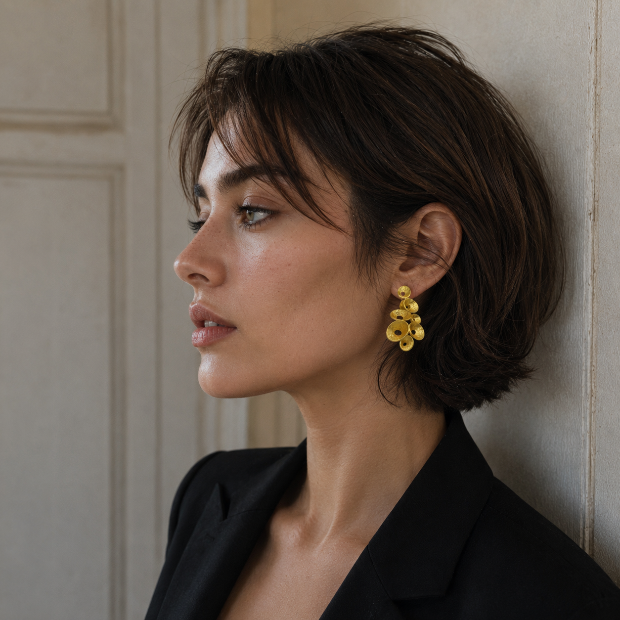 Small Hoop Cluster Flash Gold Plated Stud Earring