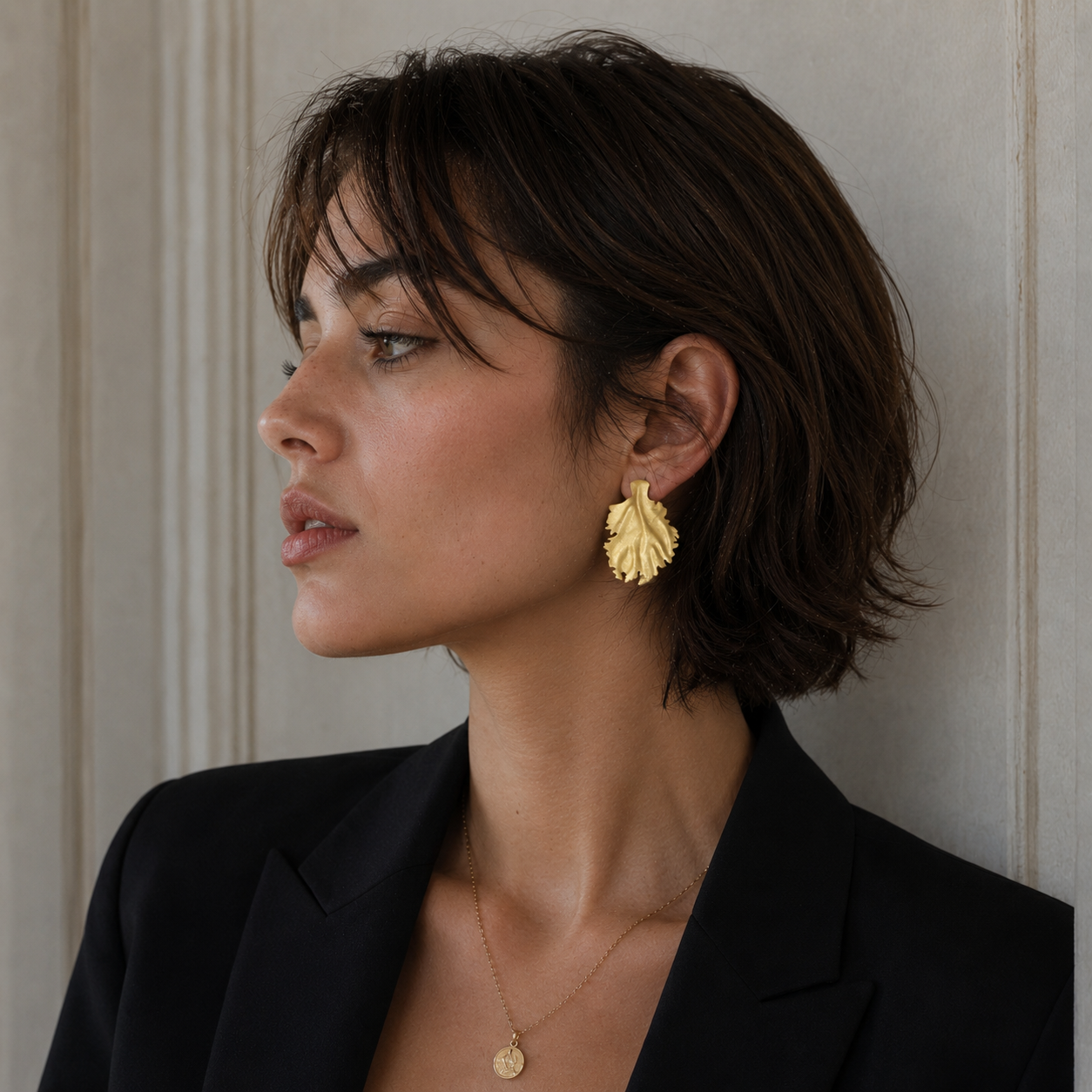 Golden Leaf Flash Gold Plated Stud Earring