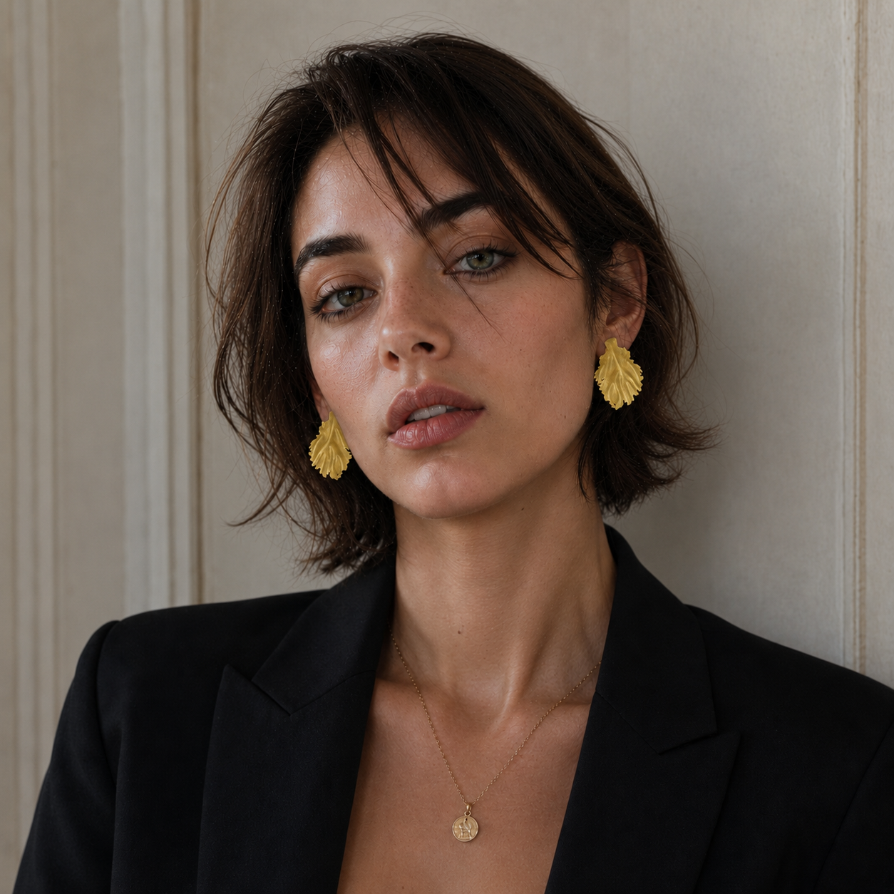 Golden Leaf Flash Gold Plated Stud Earring
