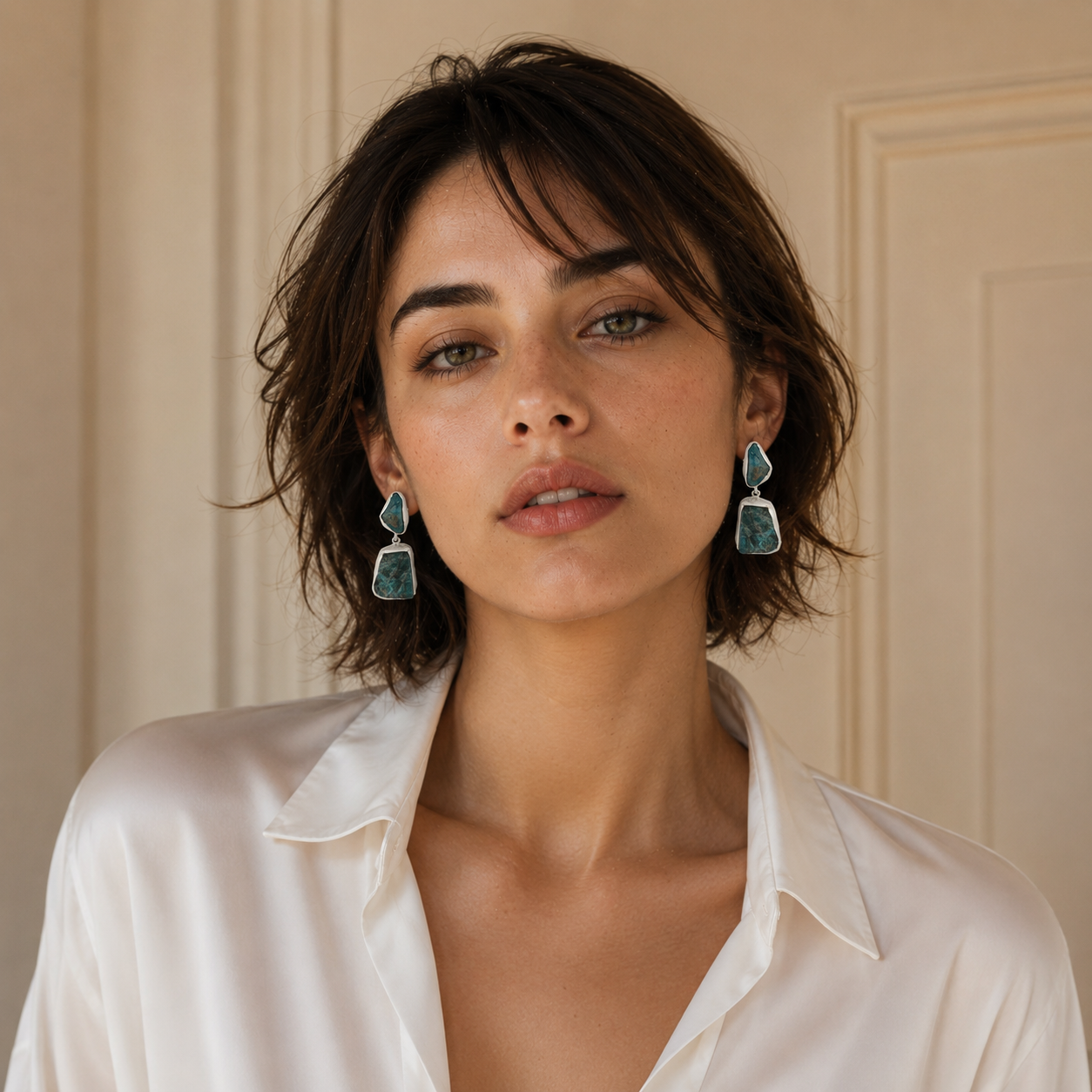 Apatite Rough Gemstone Stud Earring