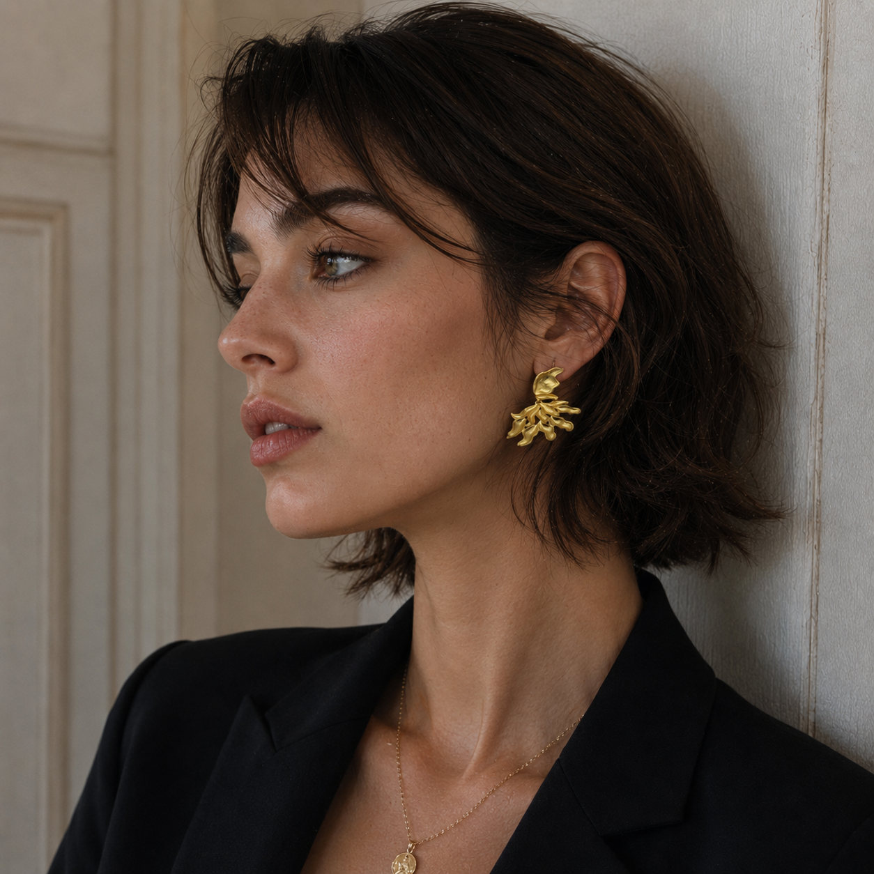 Under the leaf Spell Flash Gold Plated Stud Earring