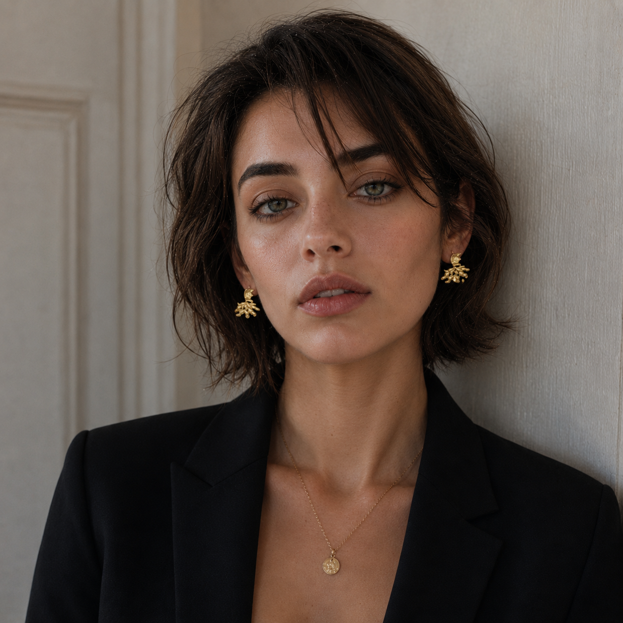 Under the leaf Spell Flash Gold Plated Stud Earring