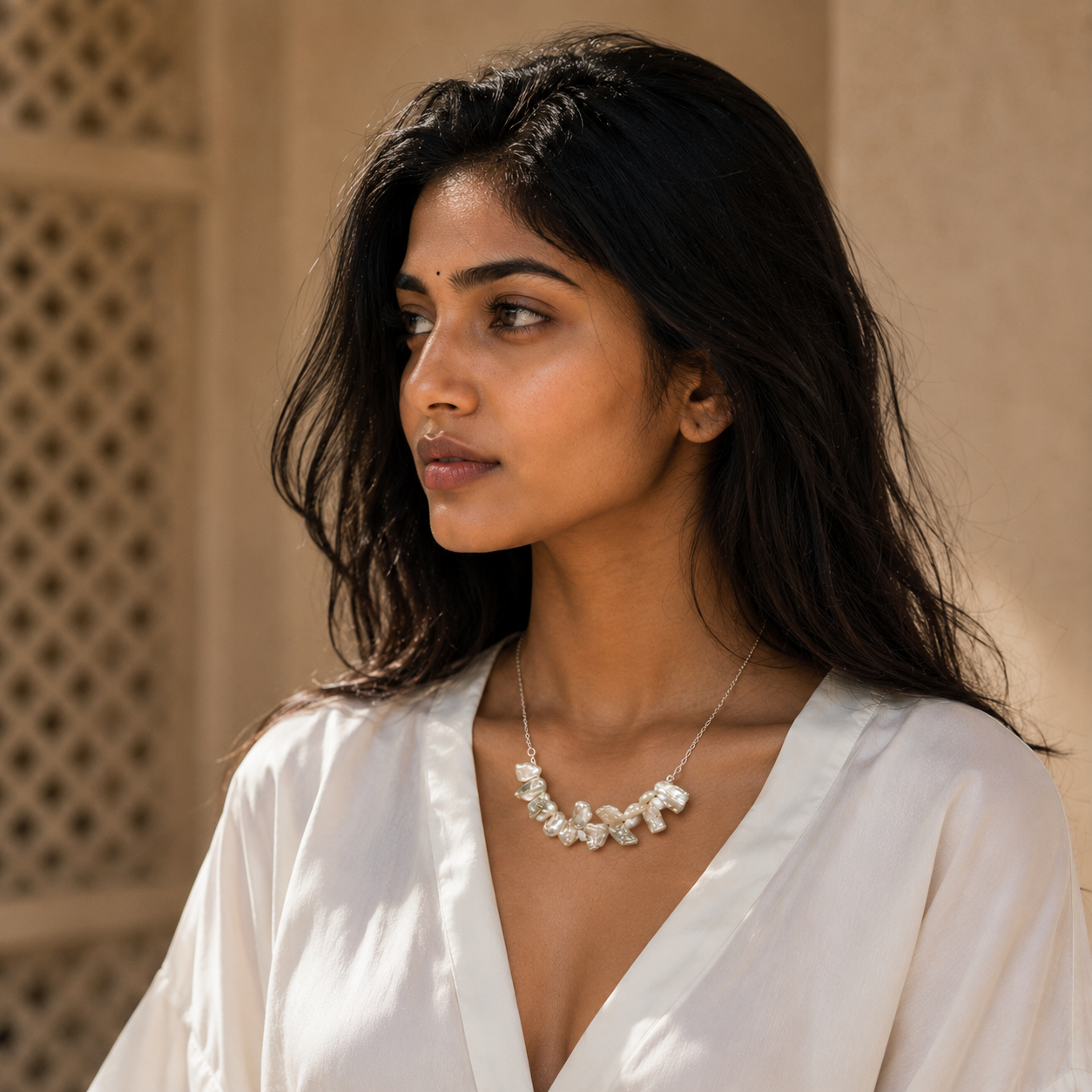 Natural Freshwater Pearl Silver Plated Chain Necklace