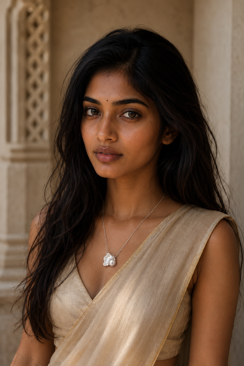 Natural Pearl Silver Plated Chain Pendant