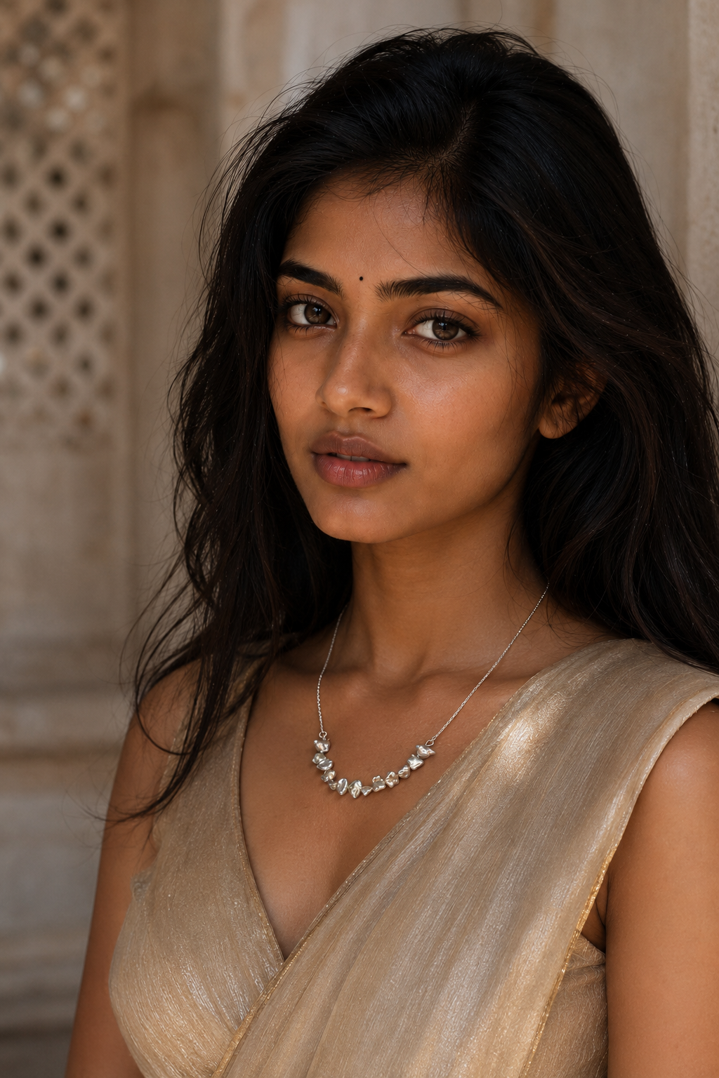 Natural Baroque Pearl Silver Plated Chain Necklace