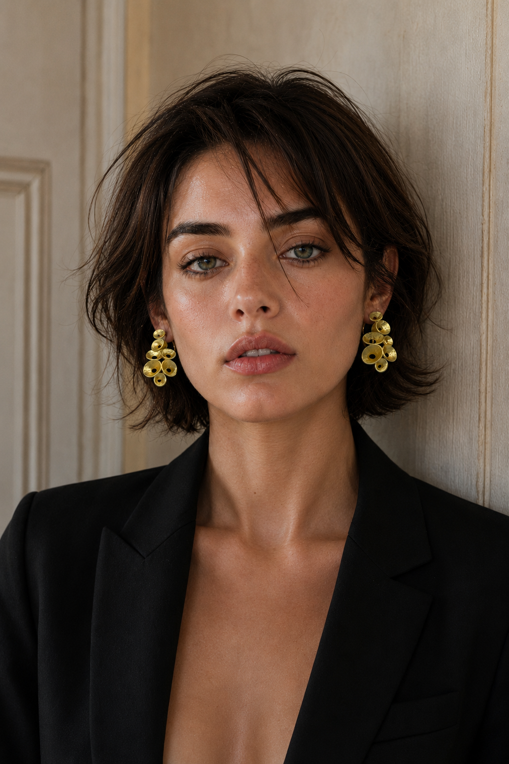 Small Hoop Cluster Flash Gold Plated Stud Earring