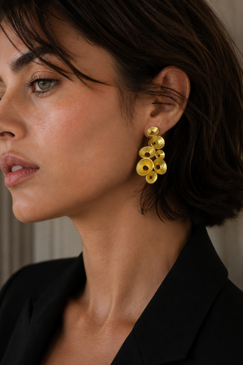 Small Hoop Cluster Flash Gold Plated Stud Earring