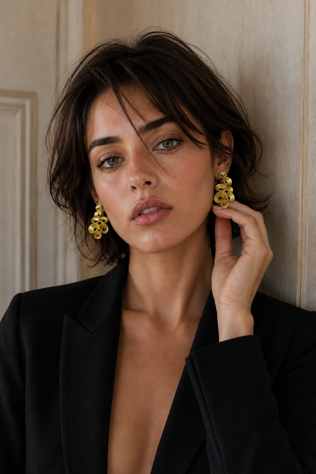 Small Hoop Cluster Flash Gold Plated Stud Earring