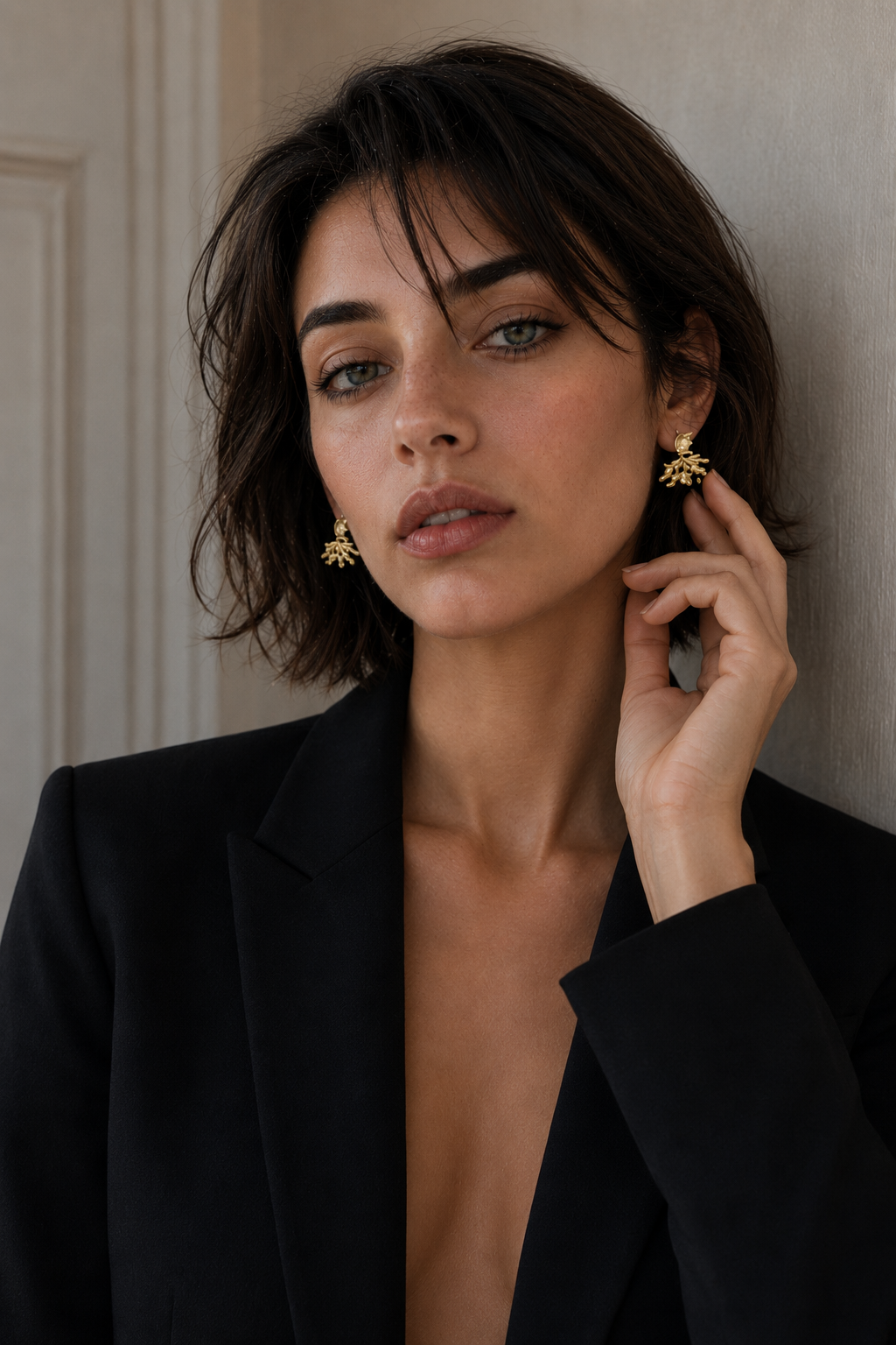 Under the leaf Spell Flash Gold Plated Stud Earring