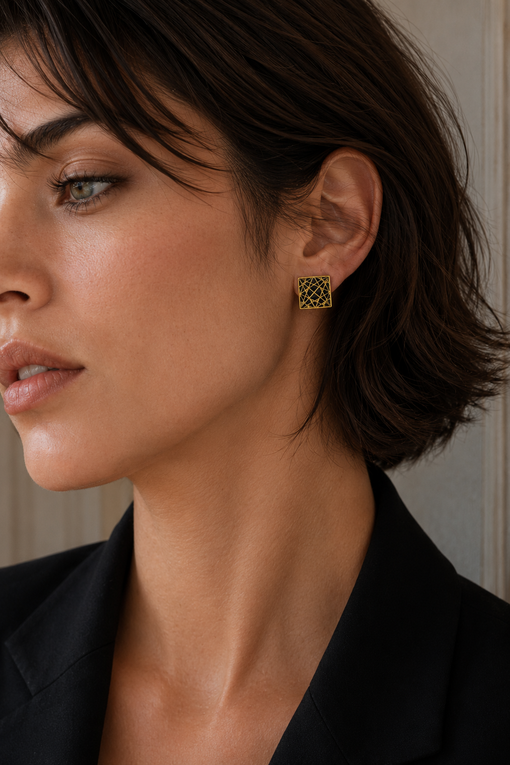 Square with Gold Star Enameling Cufflinks