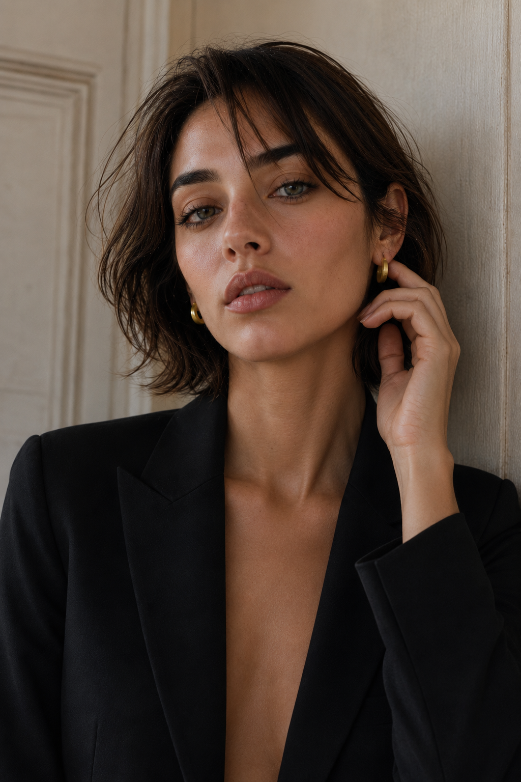 Hand Hammered Enclosed Hoop Flash Gold Plated Hoop Earring