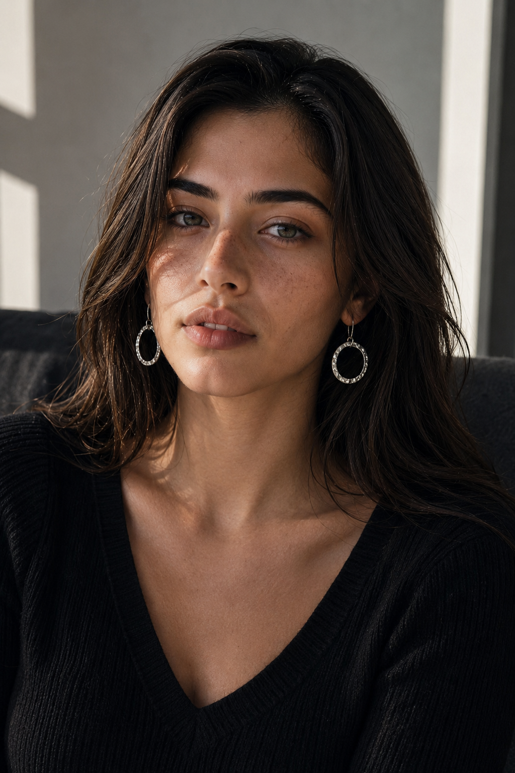 Hammered Round Silver Earring