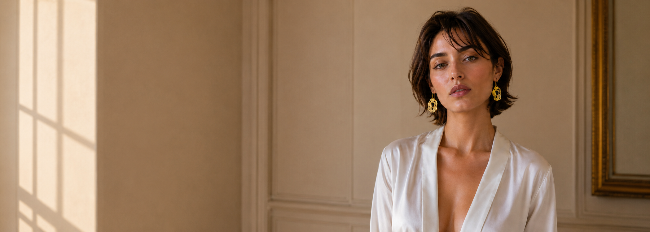 Modern art enameled Flash Gold Plated stud earring