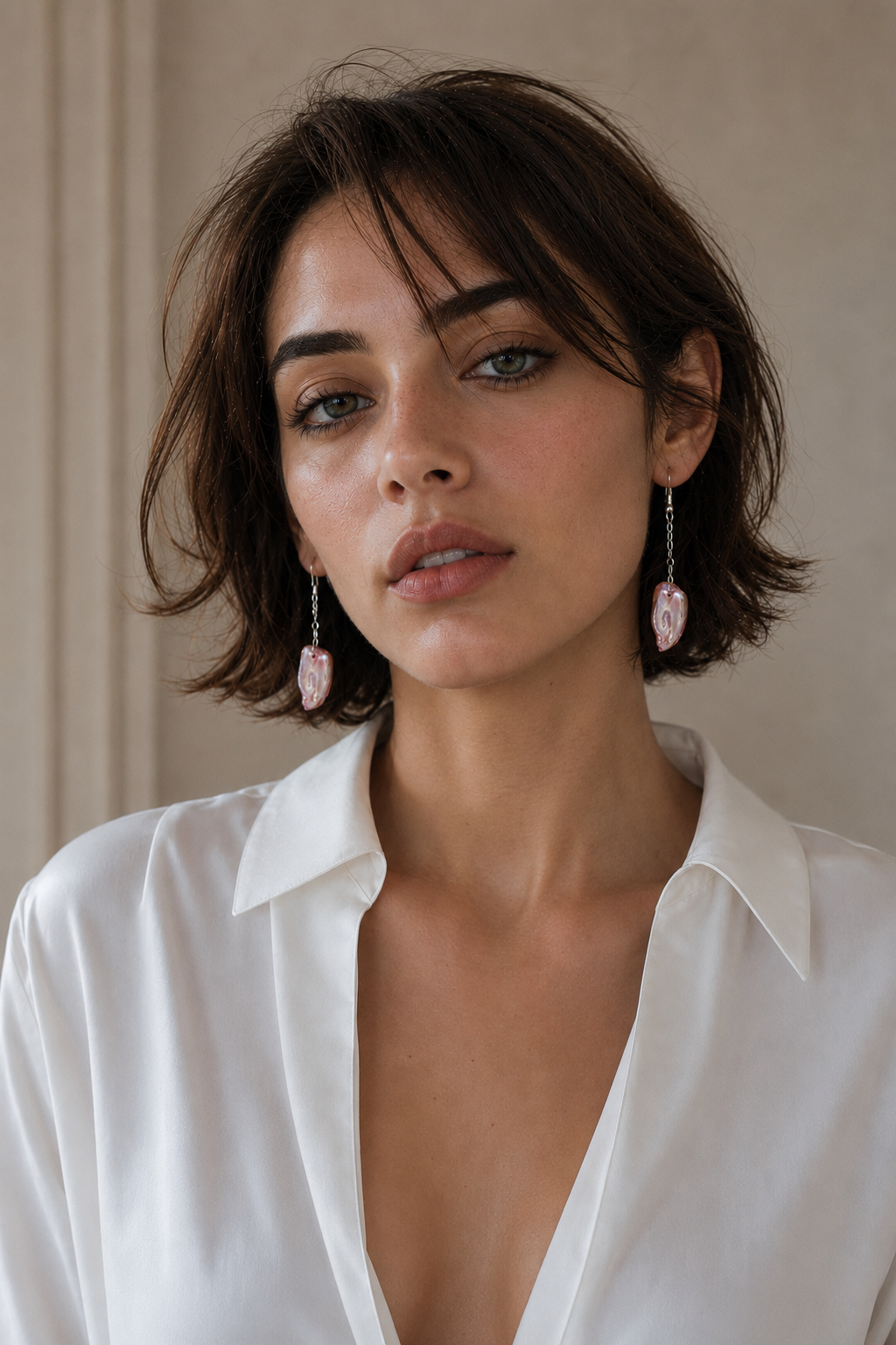 Freshwater Pink Pearl Silver Plated Dangler Hook Earring