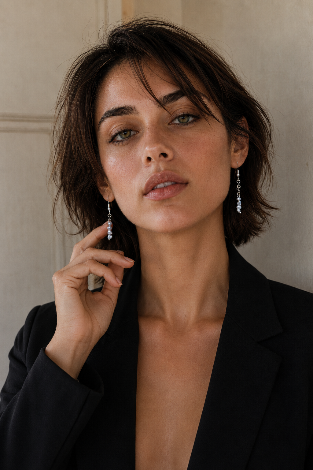 Natural Mabe Pearl Dangler Silver Plated Hook Earring