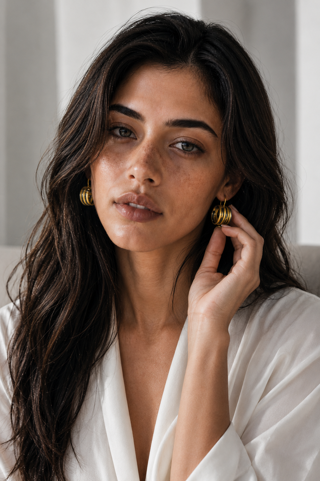 Swirl Wire Brass Dual Colour Plated Hoop Earring