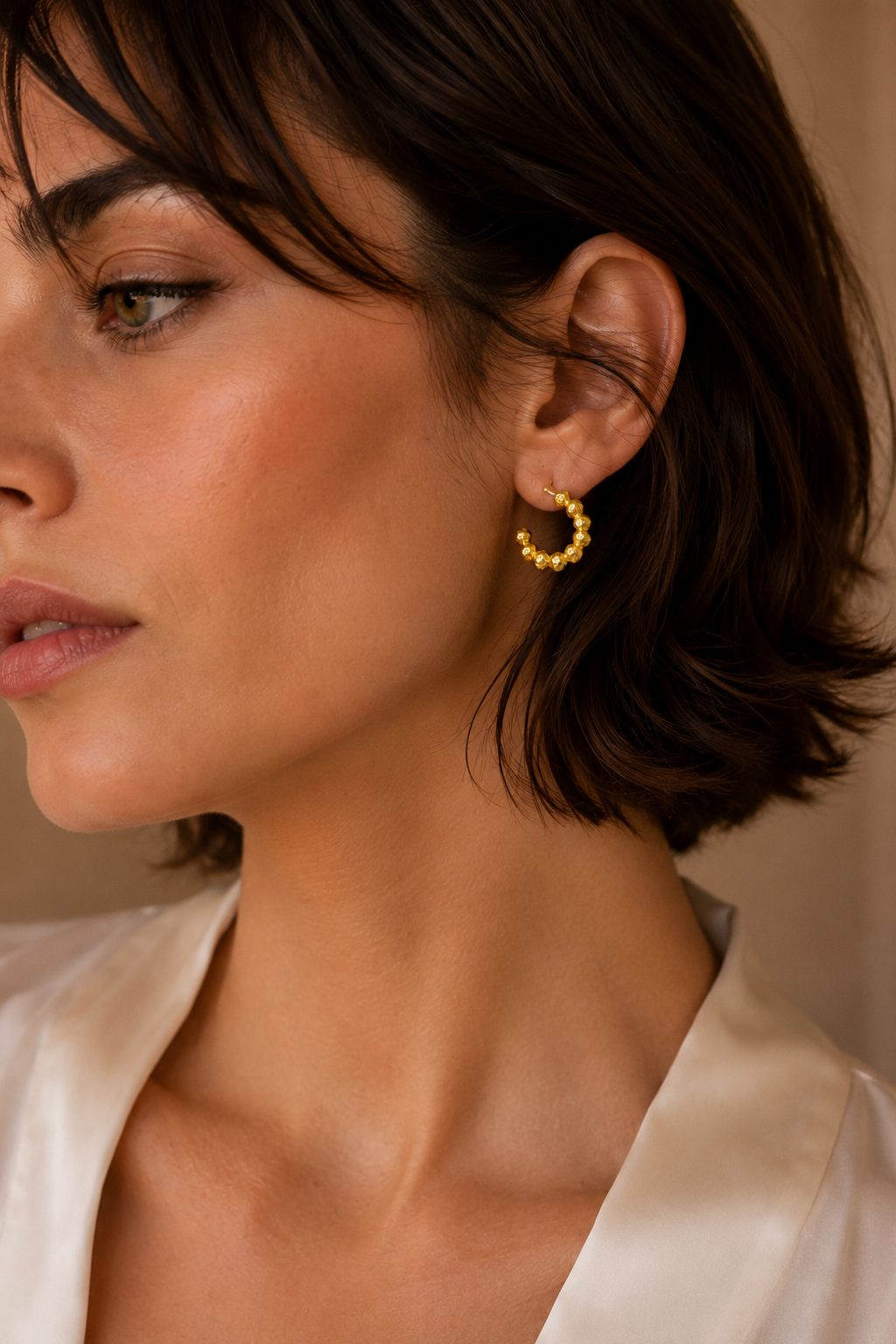 Peppercorn Textured Flash Gold Plated Stud Earring