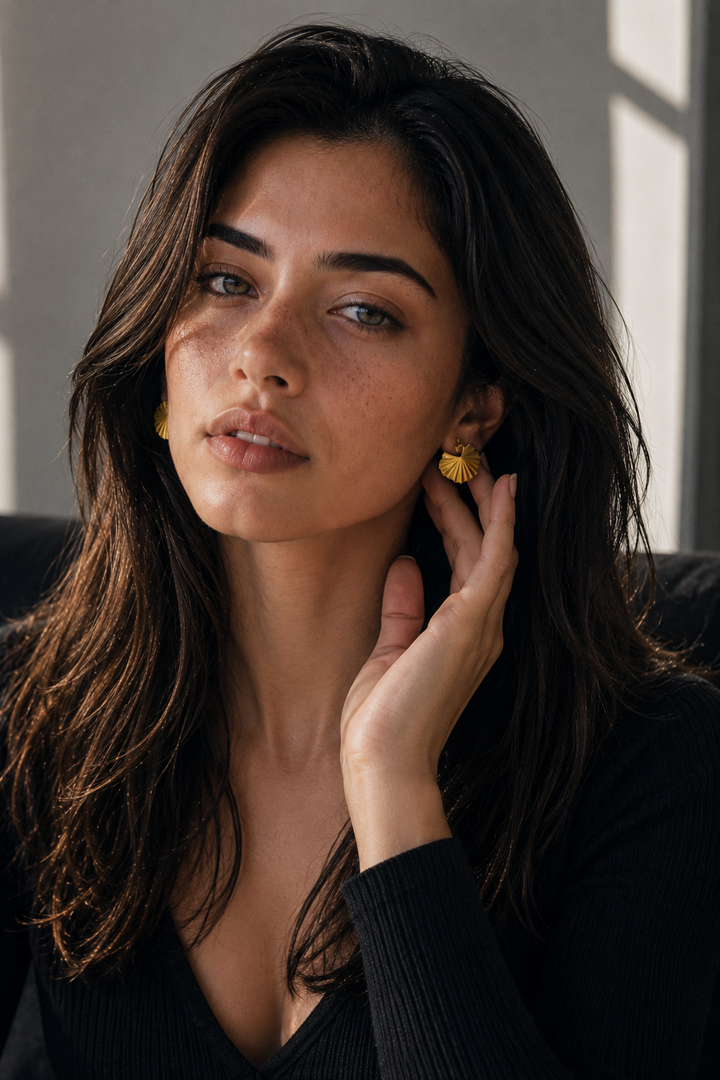 Lotus Leaf Gold Plated Stud Earring