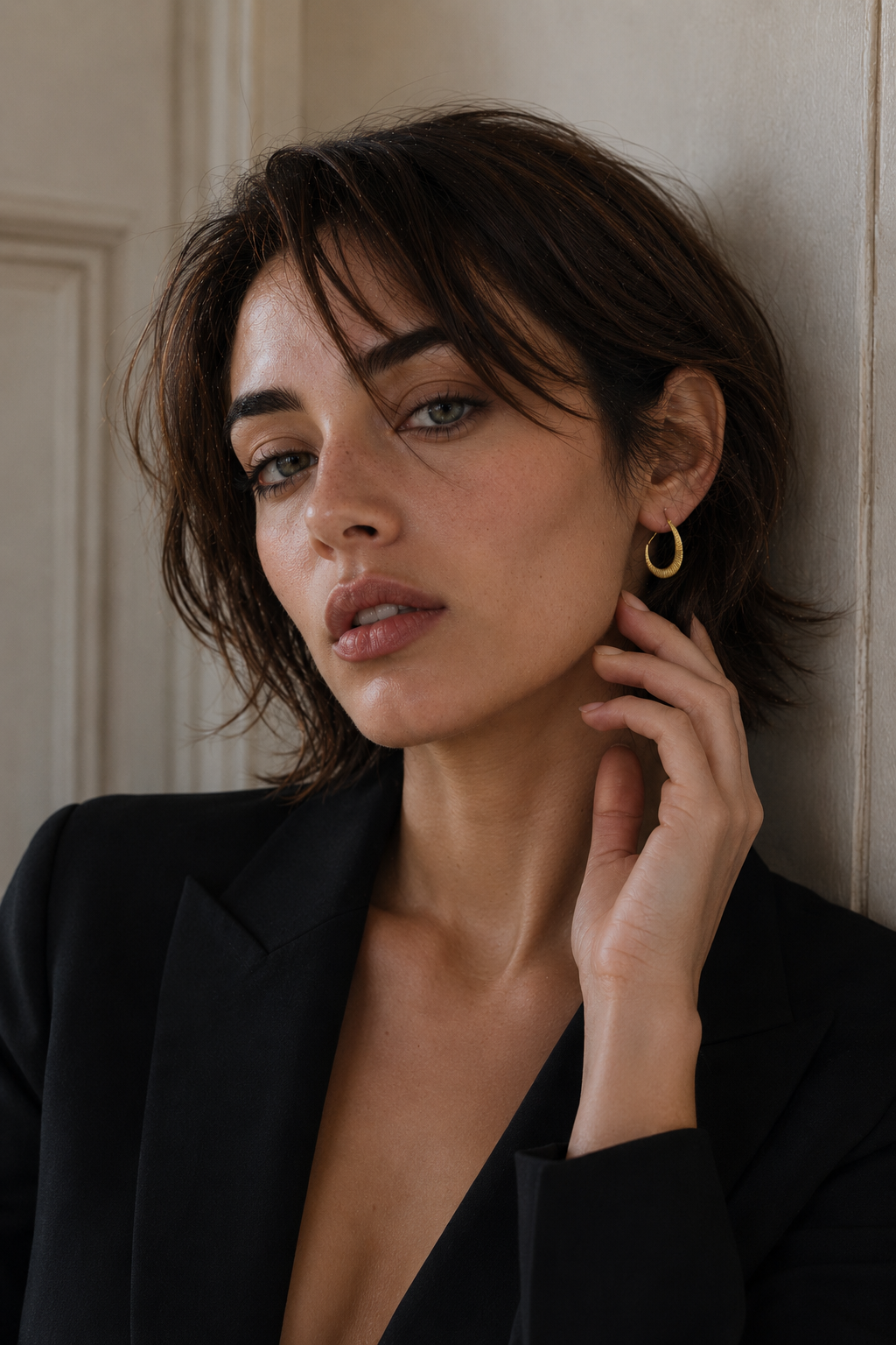 Crescent Moon Hand Hammered Brass Earring