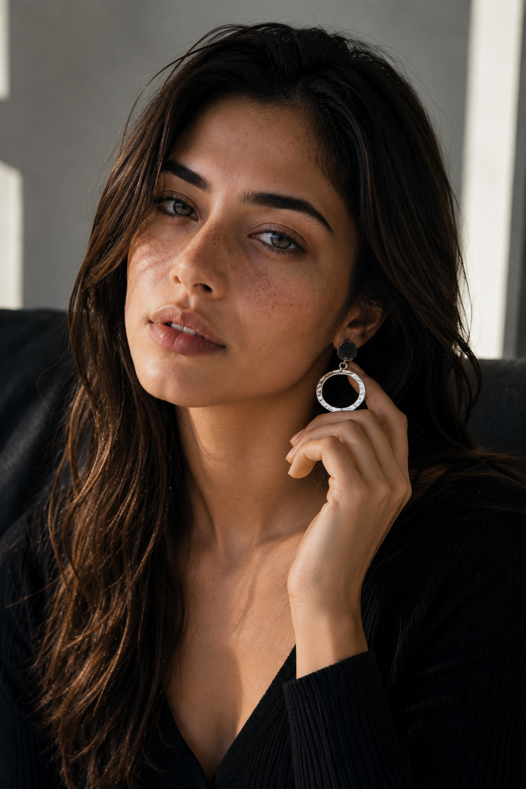 Silver Hoop Stud Earring