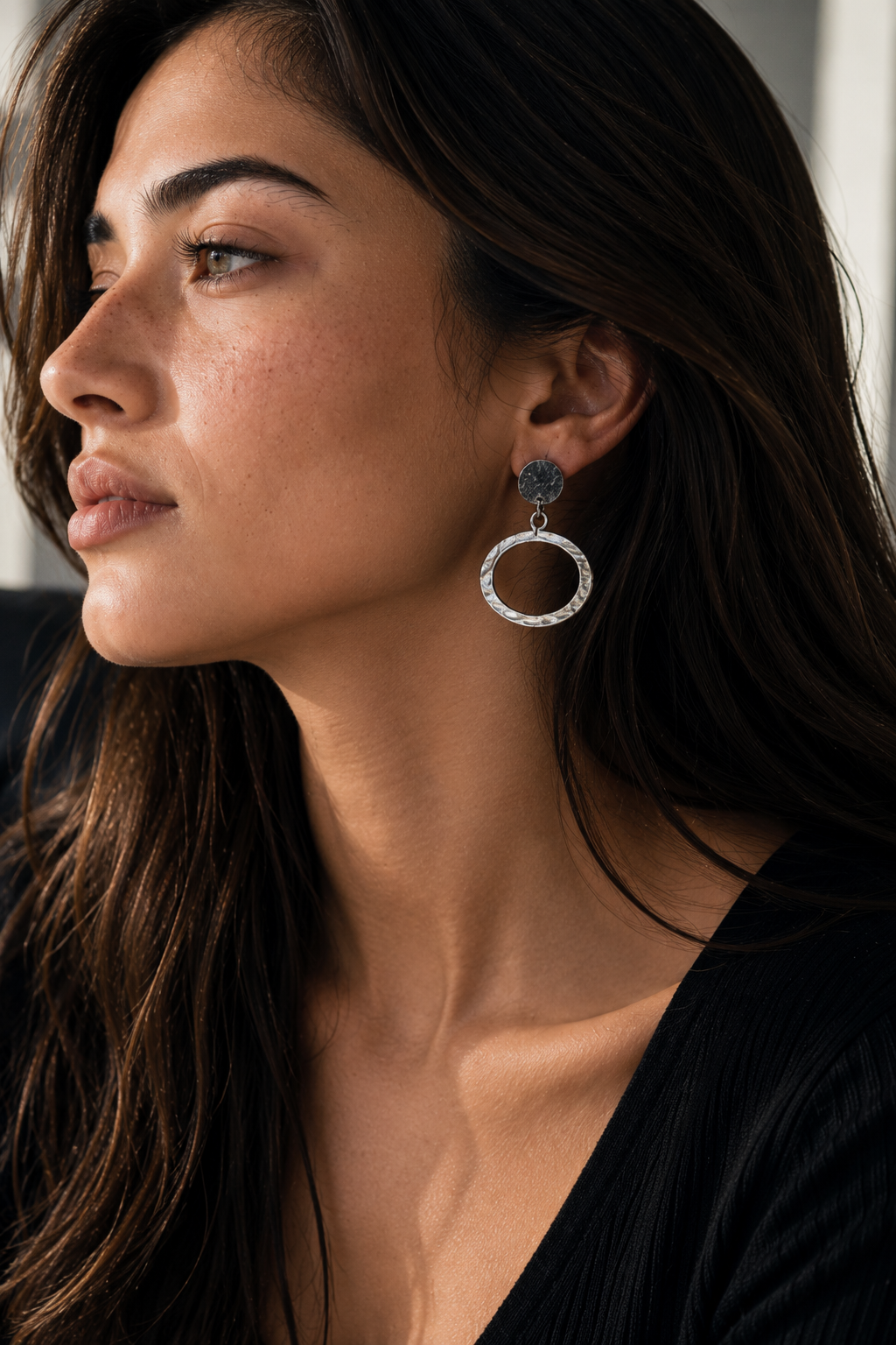 Silver Hoop Stud Earring