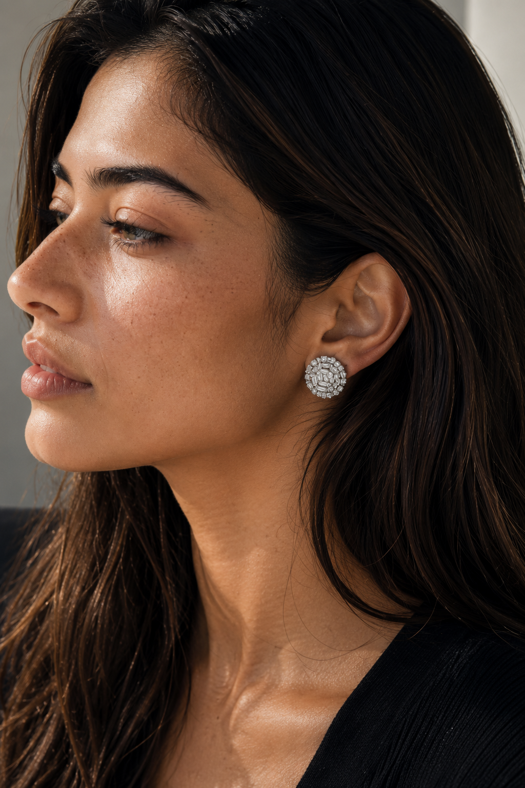 Dome Cluster Silver Stud Earring