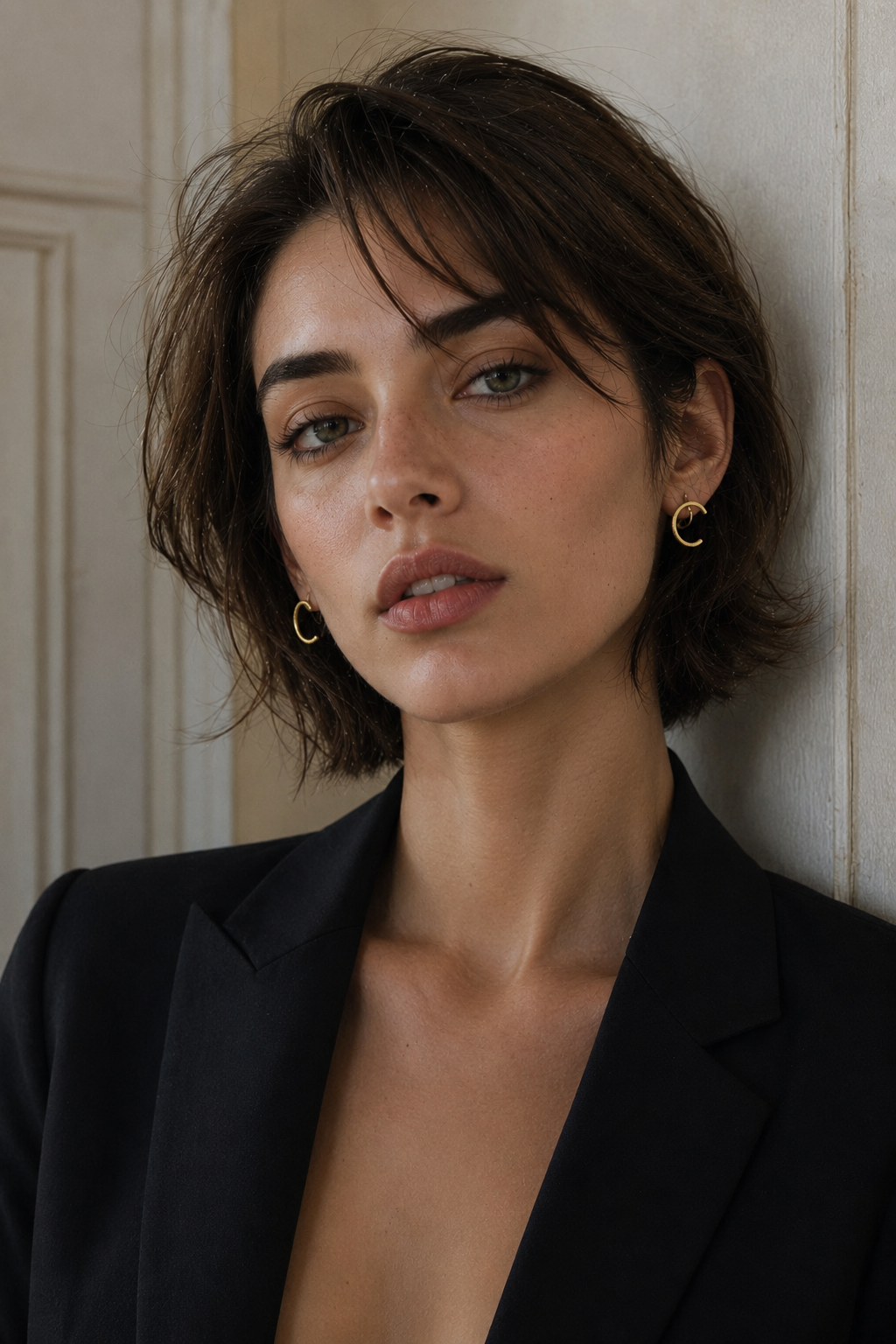 Alphabet "C" Hand Beaten Brass Earrings