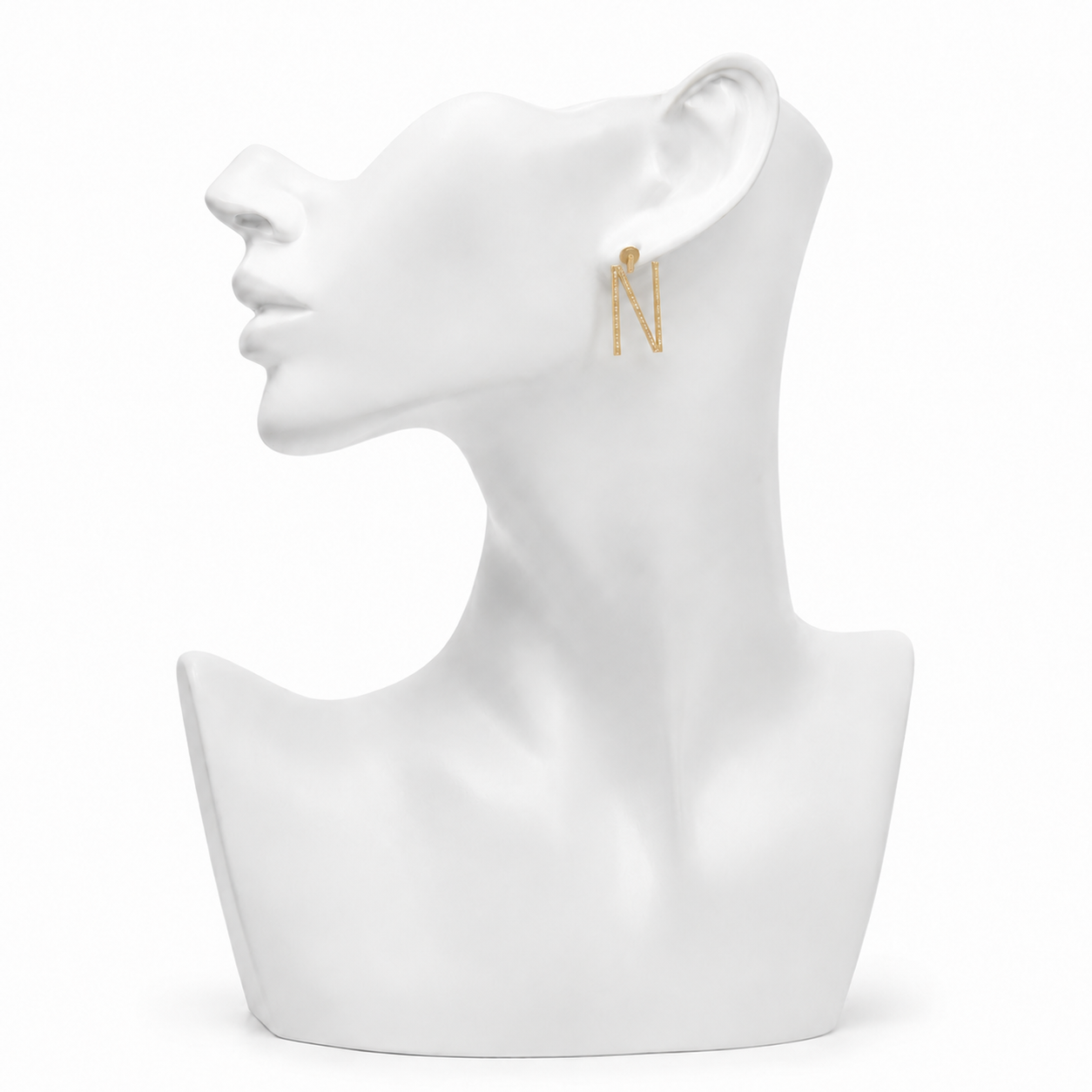 Alphabet "N" Hand Beaten Brass Earrings
