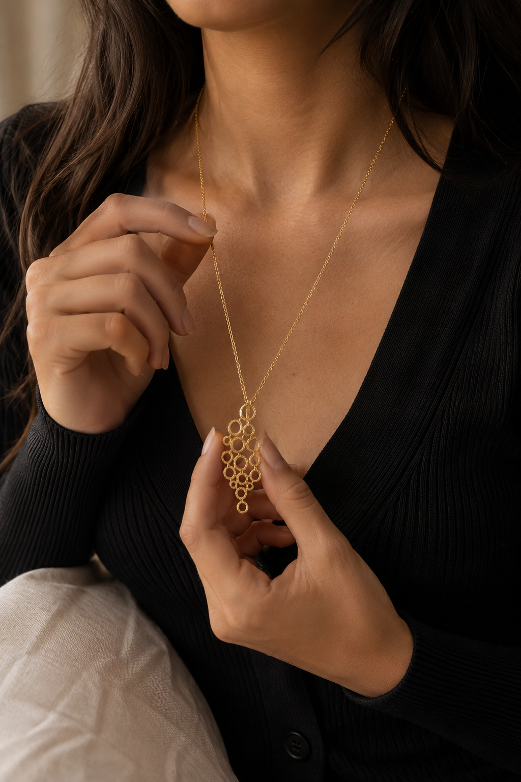 Brass Flash Gold Plating Hoops Necklace
