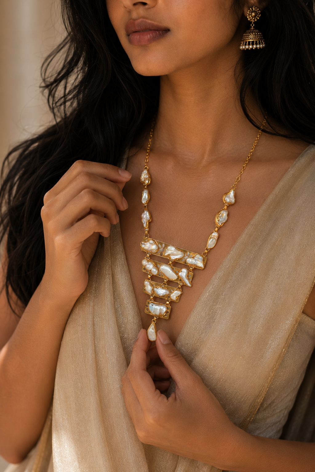Baroque Pearl Rough Gemstone Necklace