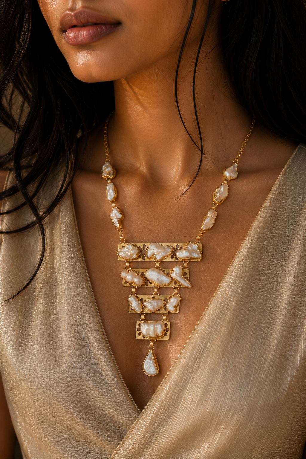 Baroque Pearl Rough Gemstone Necklace
