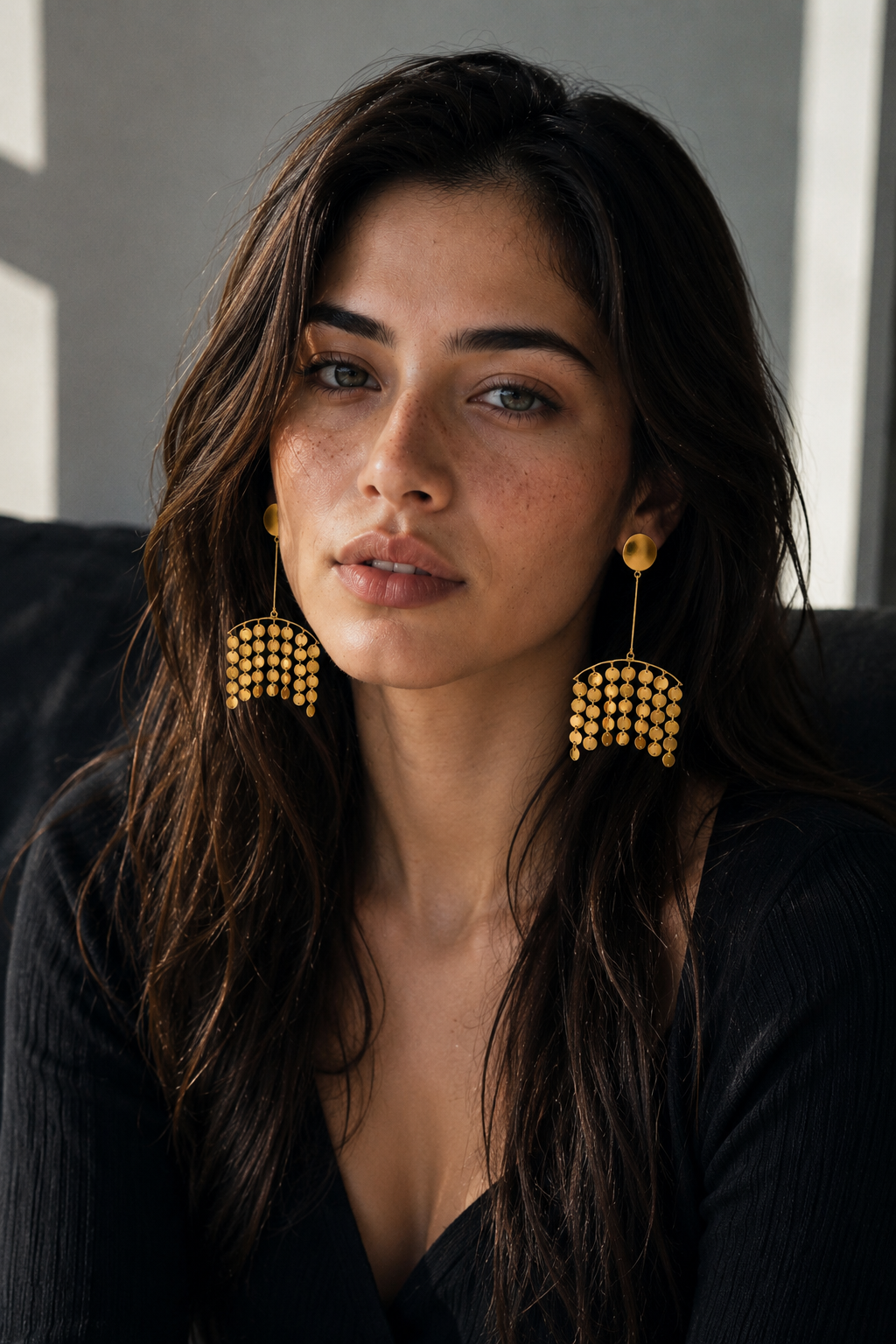 Brass Flash Gold Plating Hanger Stud Earring