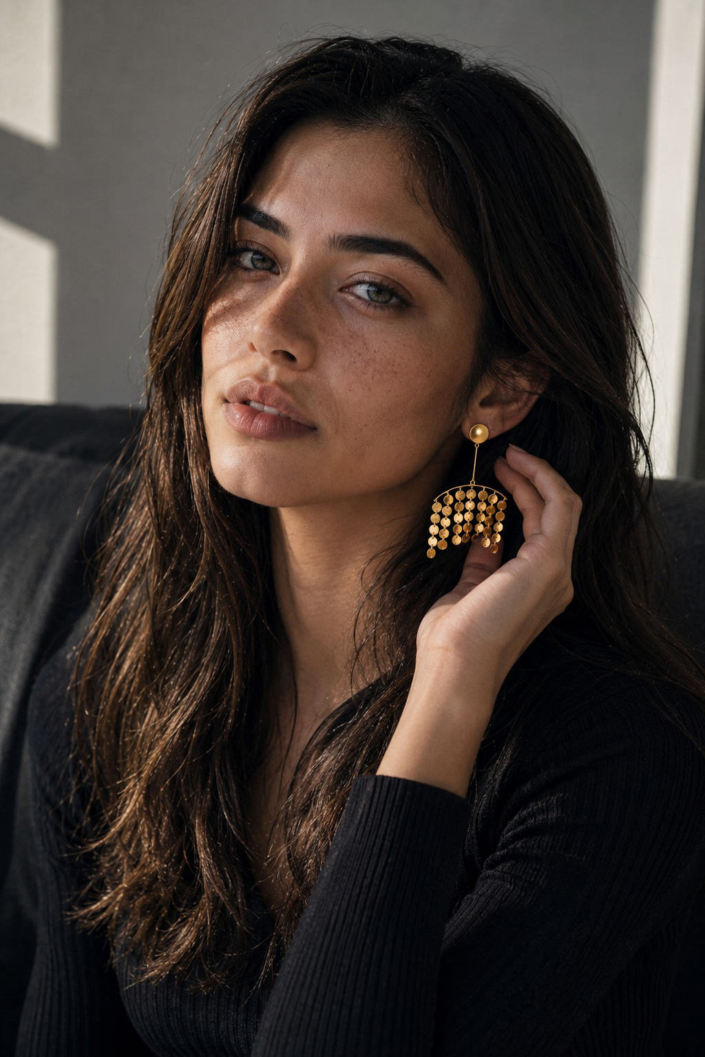 Brass Flash Gold Plating Hanger Stud Earring