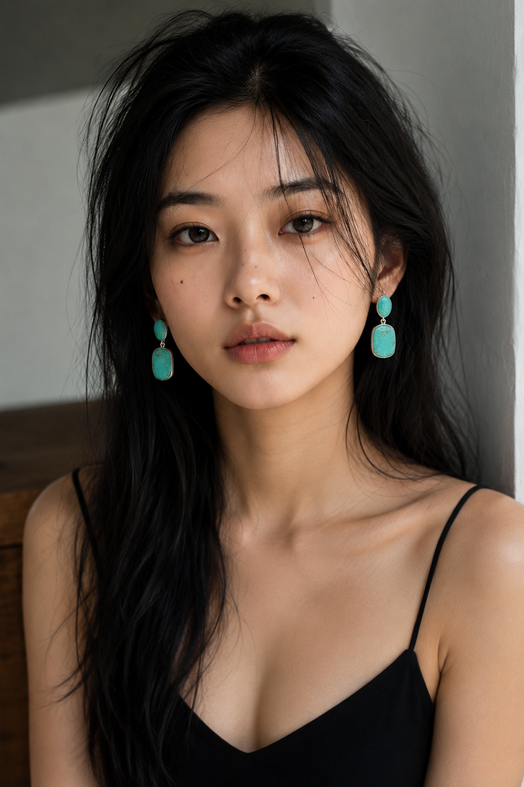 Turquoise Rough Gemstone Stud Earring