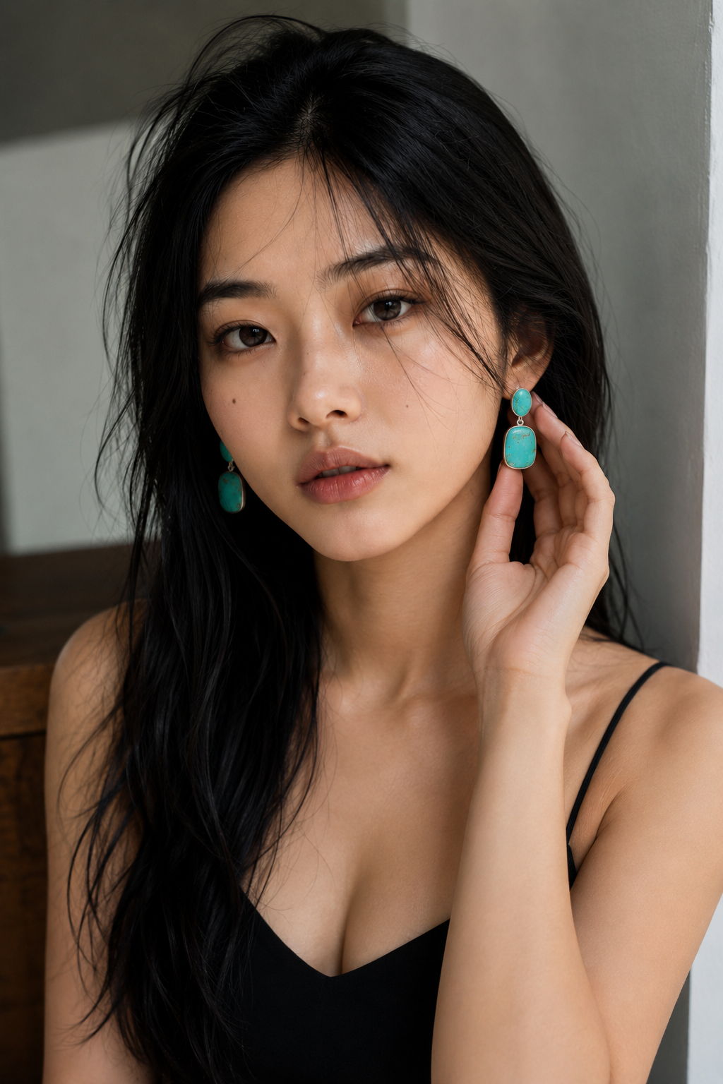 Turquoise Rough Gemstone Stud Earring