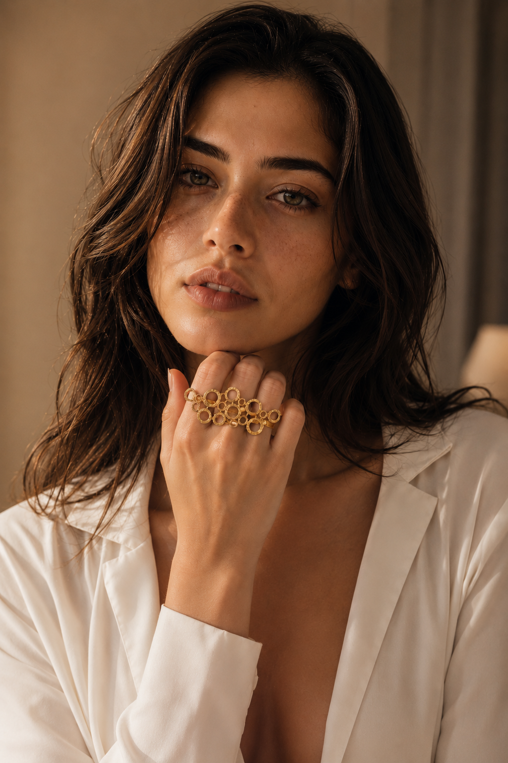 Brass Flash Gold Plating Hoops Ring