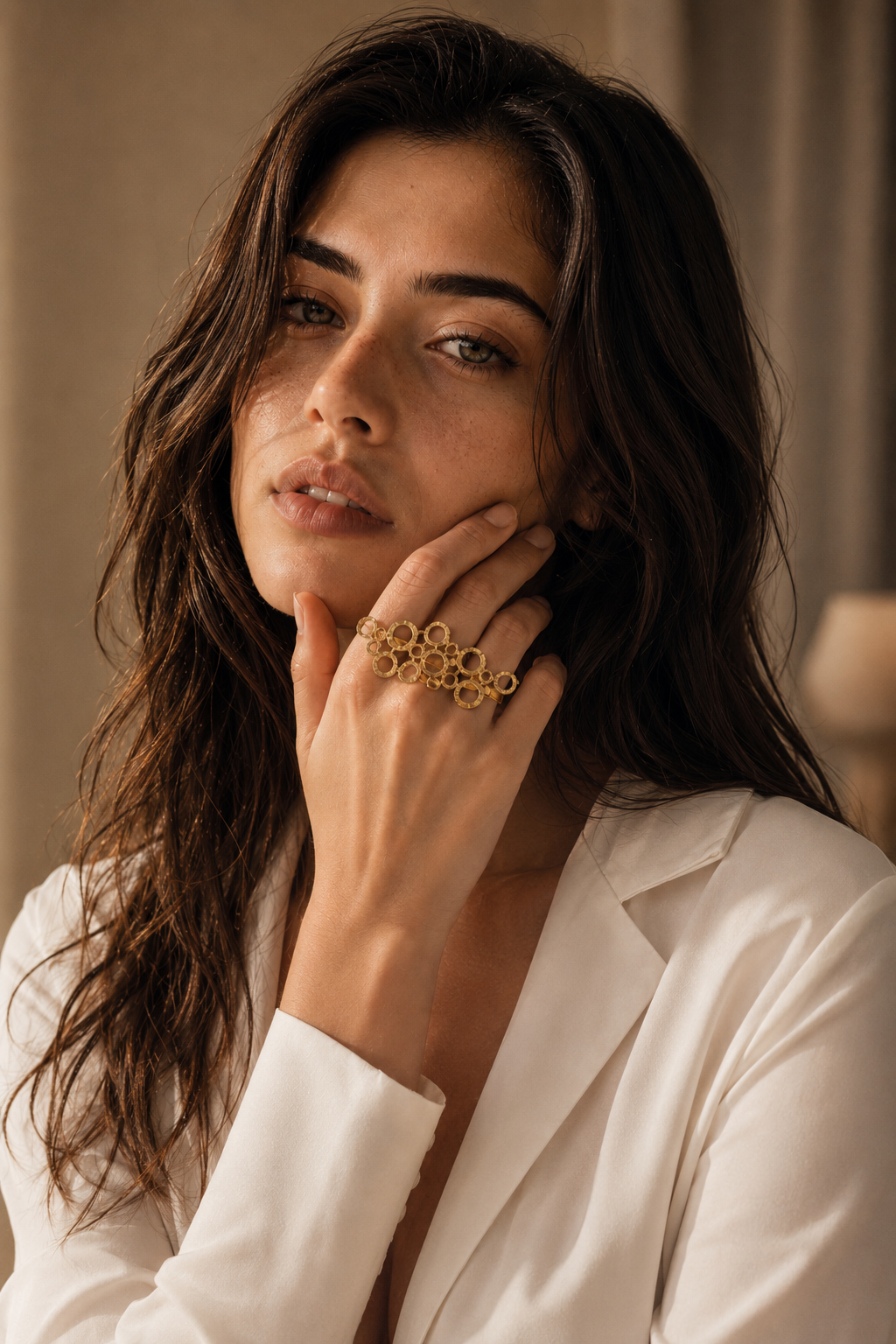 Brass Flash Gold Plating Hoops Ring