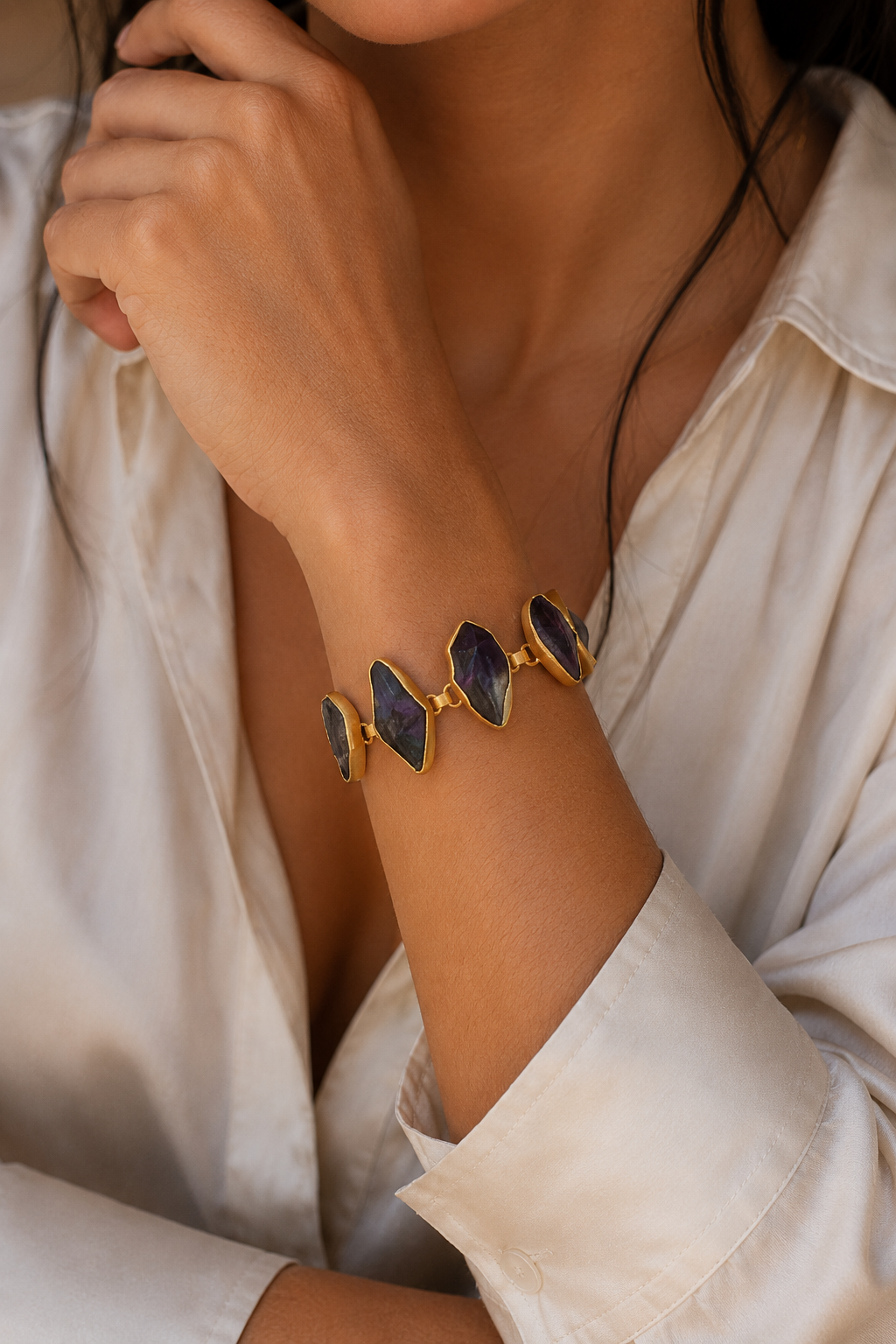 Amethystt Rough Gemstone Bracelet