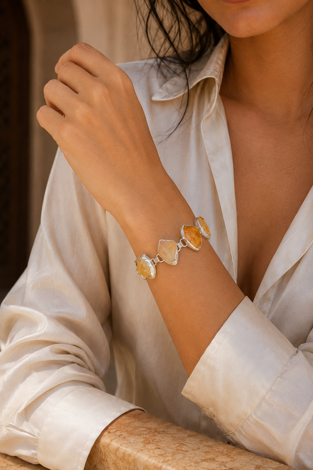 Citrine Rough Gemstone Bracelet