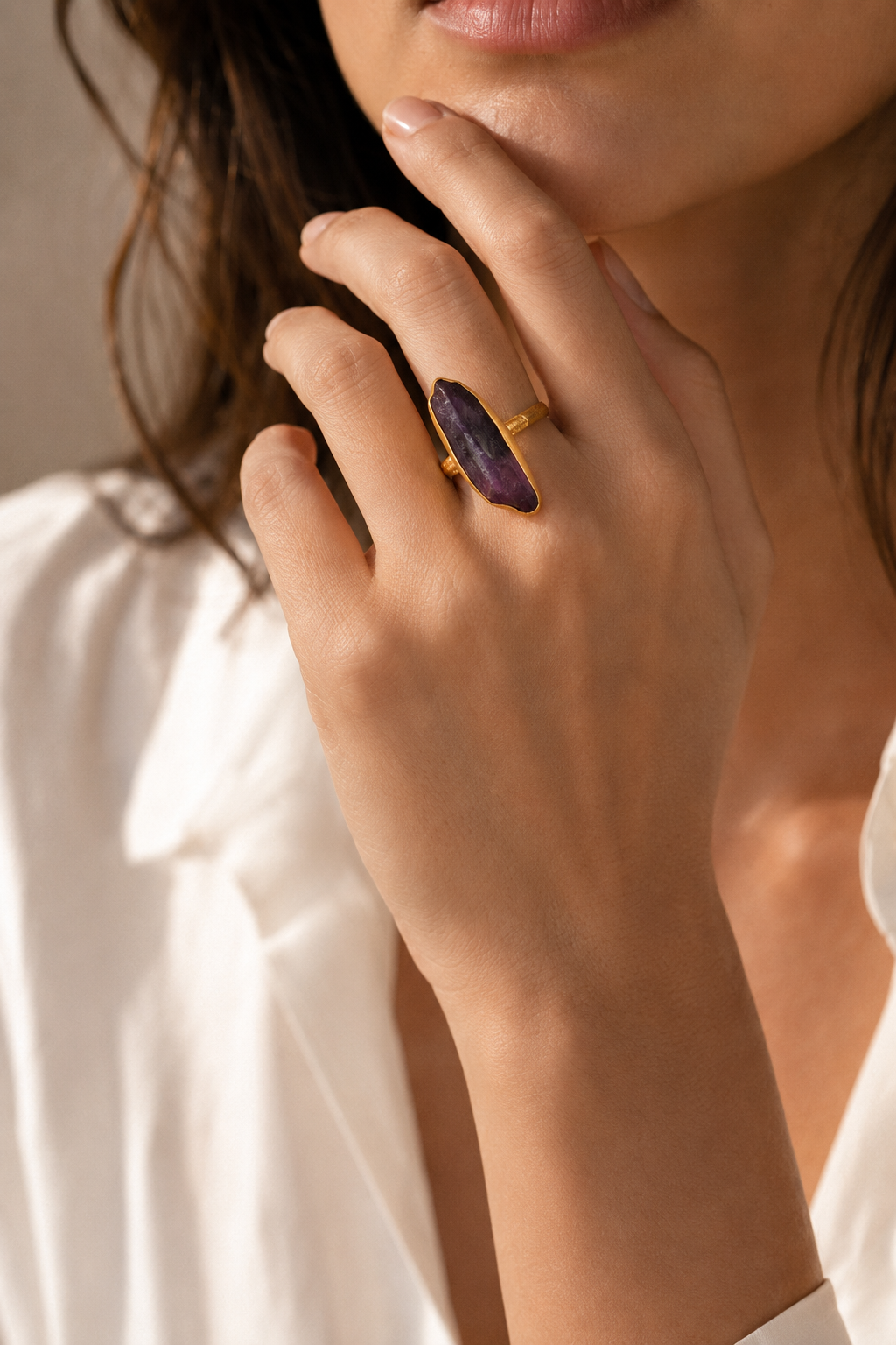 Amethystt Rough Gemstone Ring