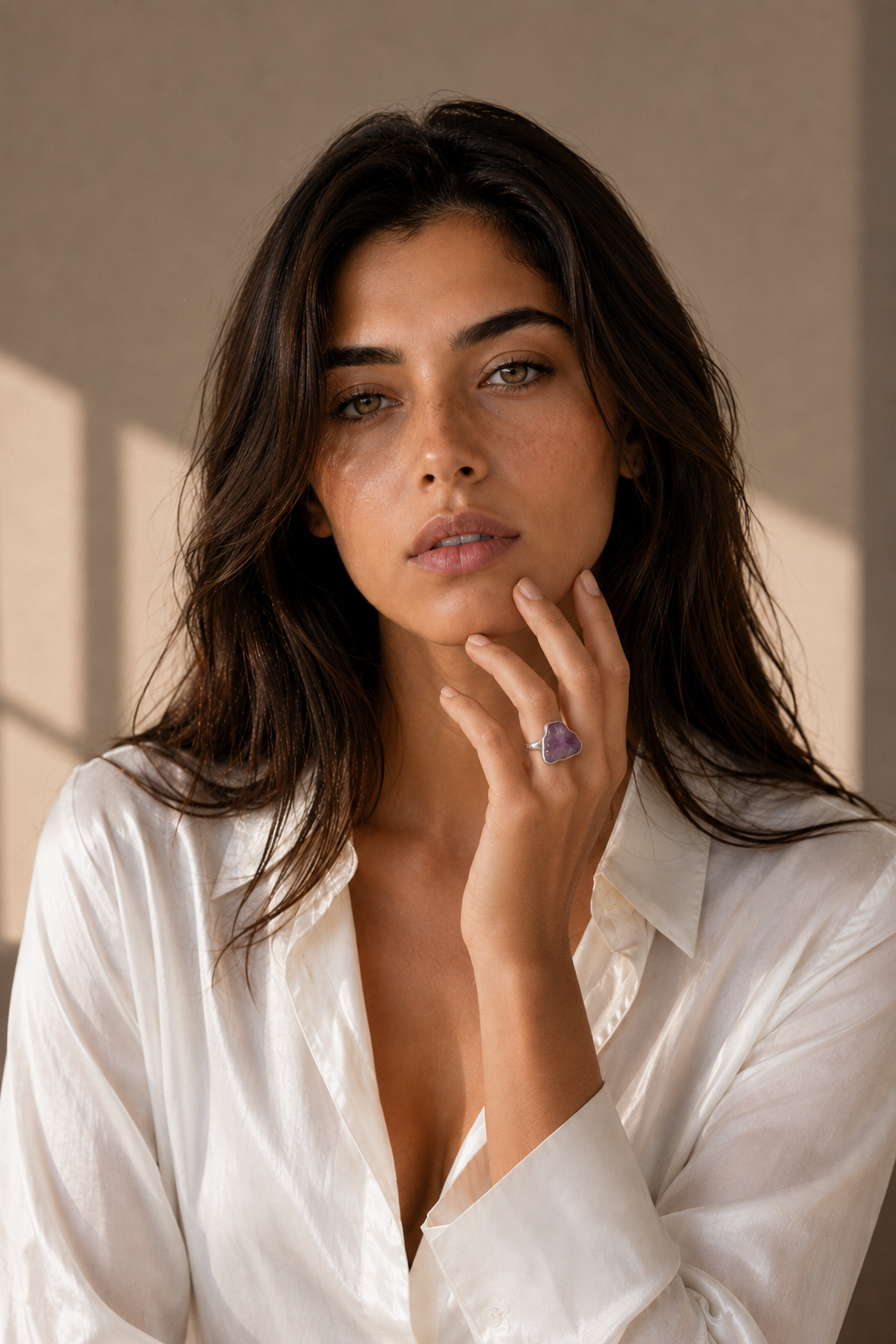 Amethystt Rough Gemstone Ring